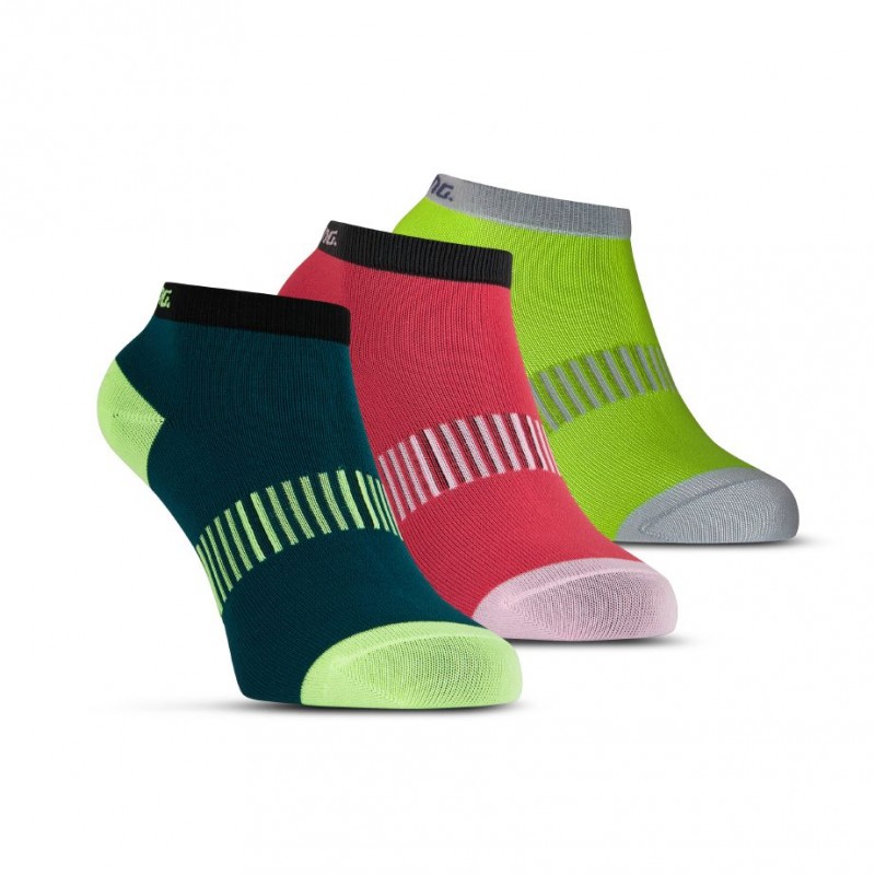 Performance Ankle Sock 3p Teal/Yellow/Red
